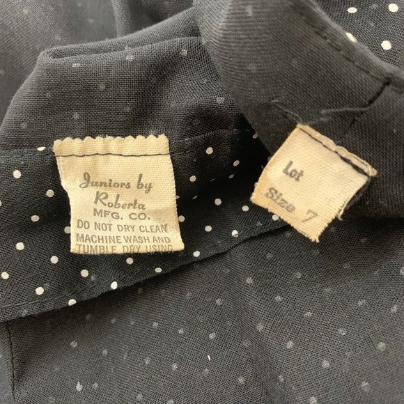 Vintage 70s Roberta Black Polka Dot Maxi Wrap Dress Ruffles Open Back Hostess M - Picture 12 of 12